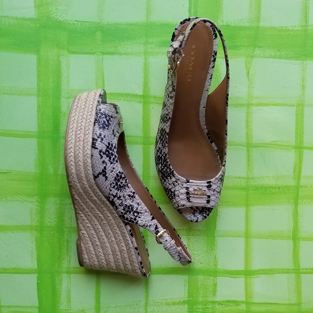 COACH snakeskin espadrilles wedge